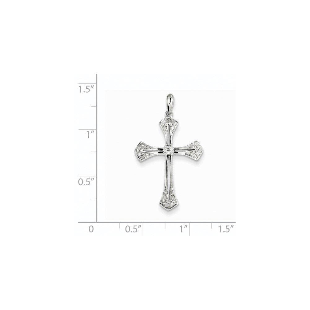14K Weißgold Kreuz-Anhänger mit echten Diamanten