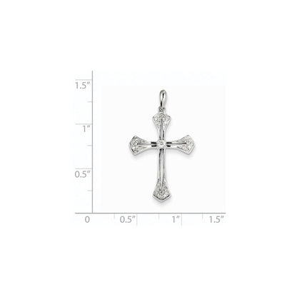 14K Weißgold Kreuz-Anhänger mit echten Diamanten