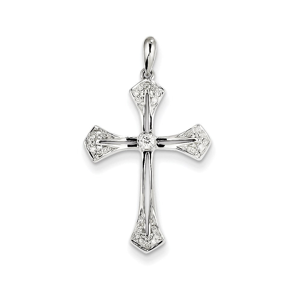 14K Weißgold Kreuz-Anhänger mit echten Diamanten