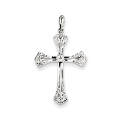 14K Weißgold Kreuz-Anhänger mit echten Diamanten