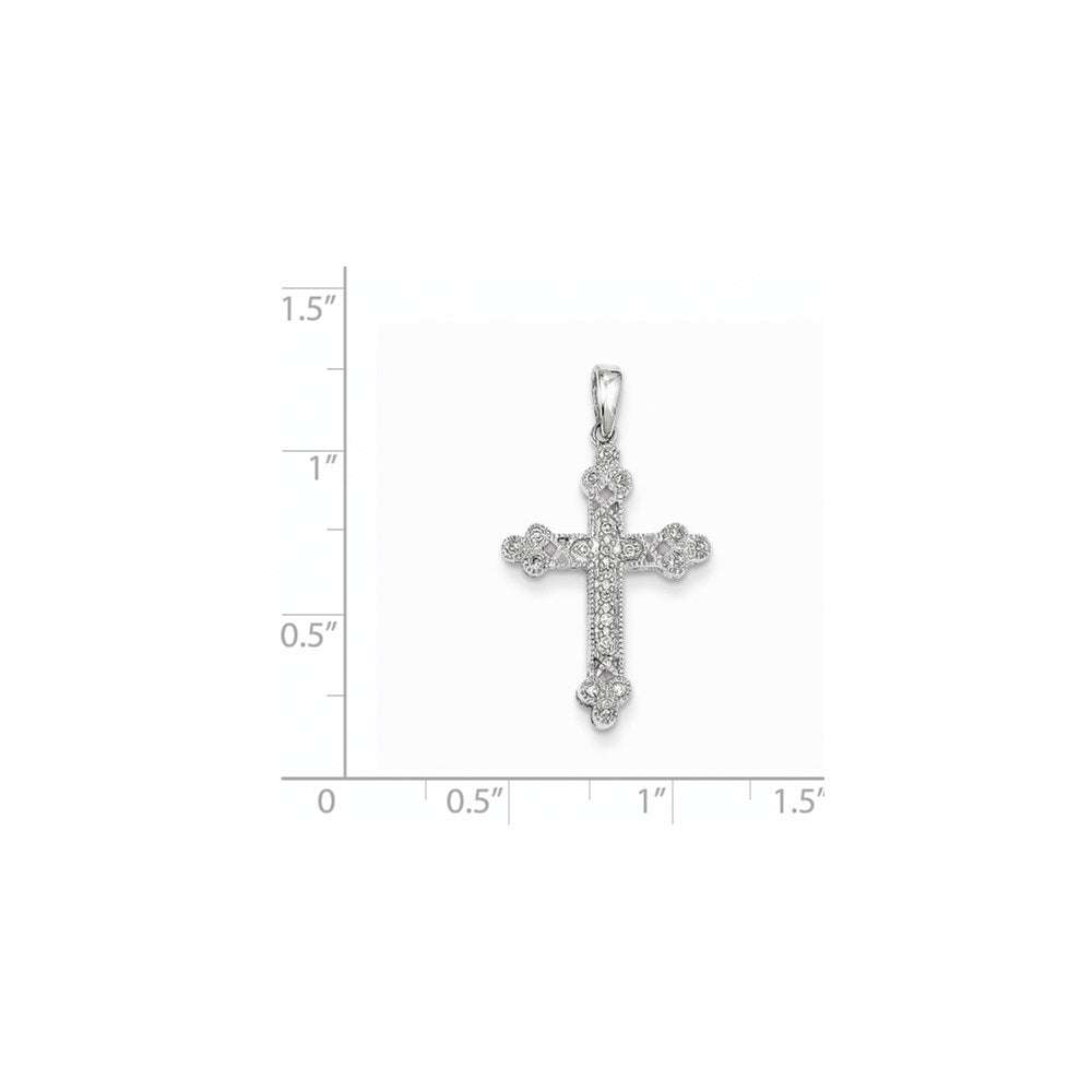 Kreuzanhänger aus 14K Weißgold mit Diamanten und Filigranarbeit