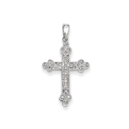 Kreuzanhänger aus 14K Weißgold mit Diamanten und Filigranarbeit