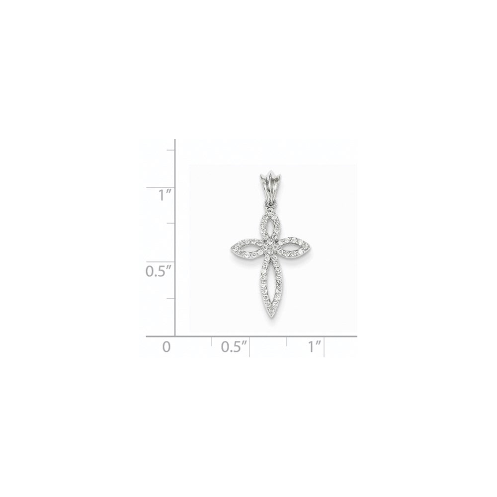 14K Weißgold Kreuzanhänger mit echten Diamanten