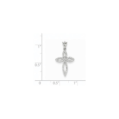 14K Weißgold Kreuzanhänger mit echten Diamanten