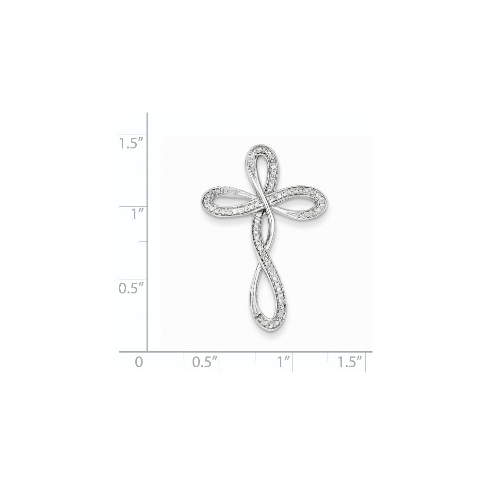 14K Weißgold Kreuzanhänger mit echten Diamanten