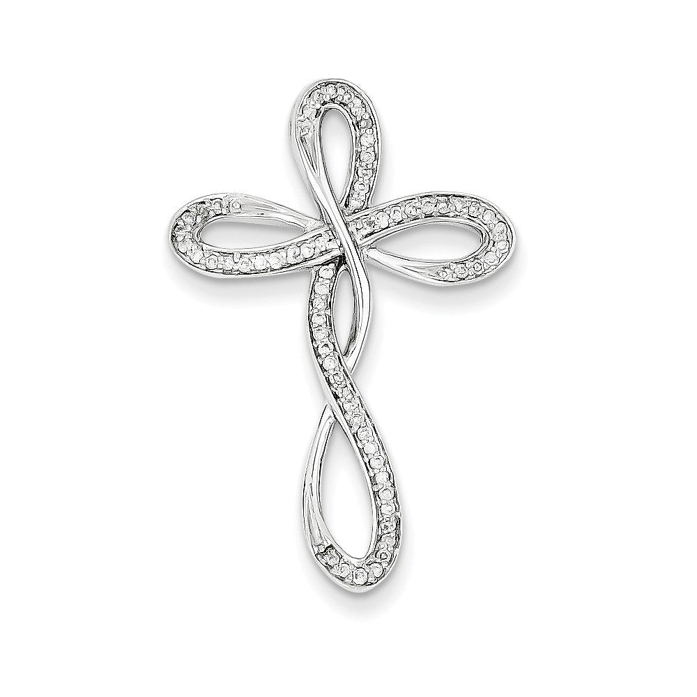 14K Weißgold Kreuzanhänger mit echten Diamanten