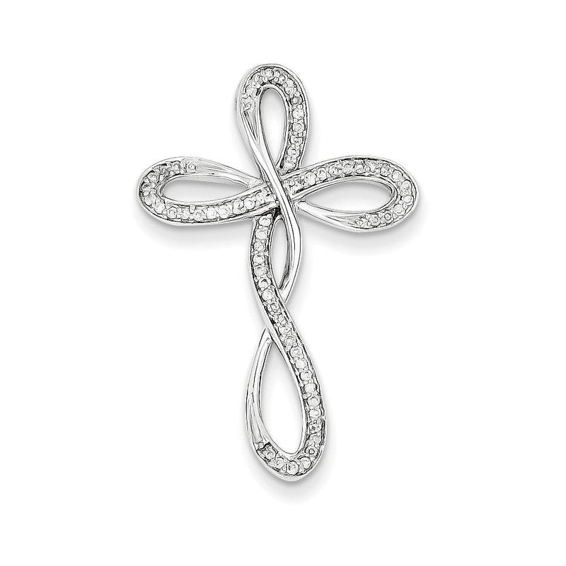 14K Weißgold Kreuzanhänger mit echten Diamanten