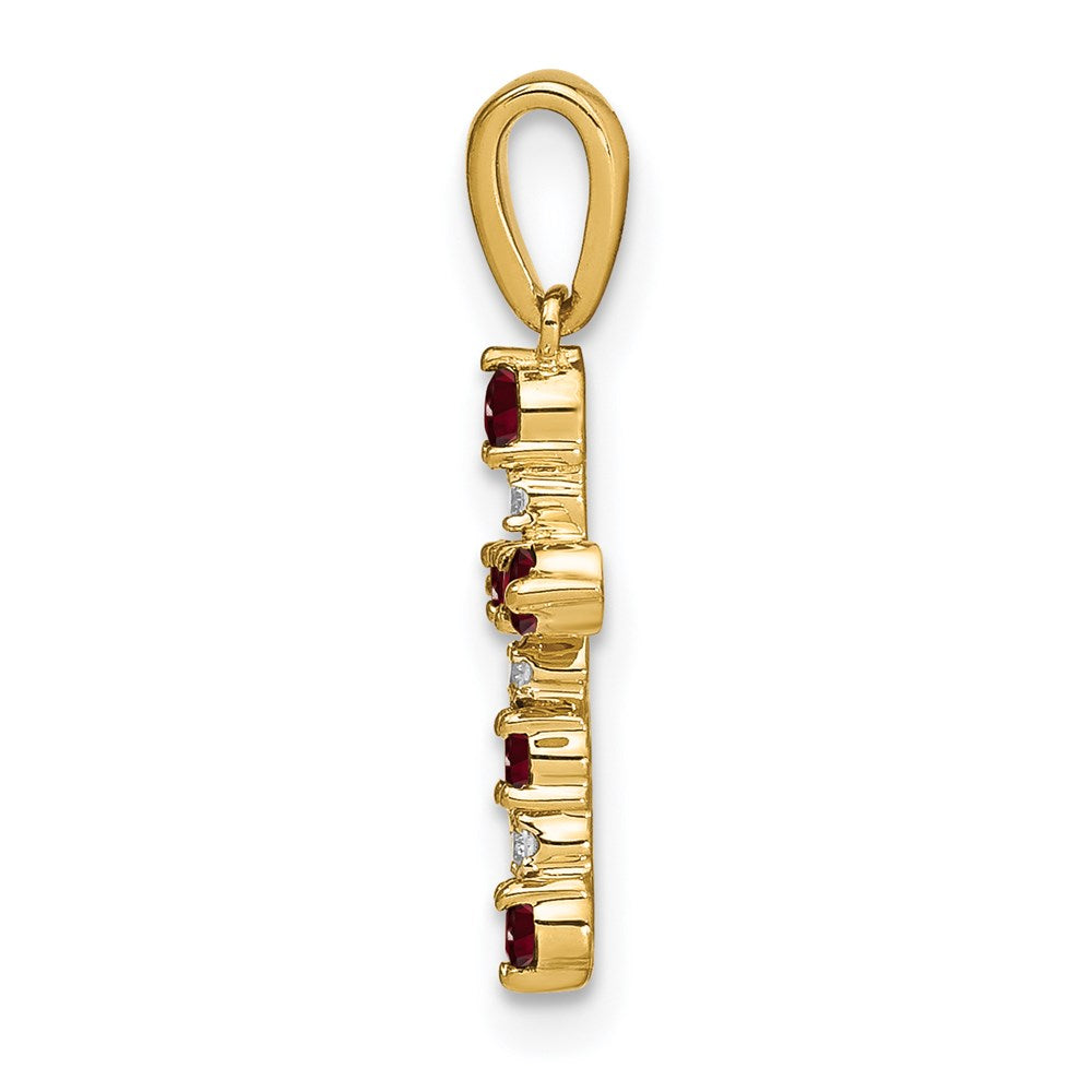 14K Gelbgold 14K Granat und Diamant Kreuz Anhänger