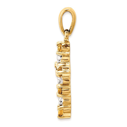 14K Gelbgold 14K Citrin und Diamant Kreuz Anhänger
