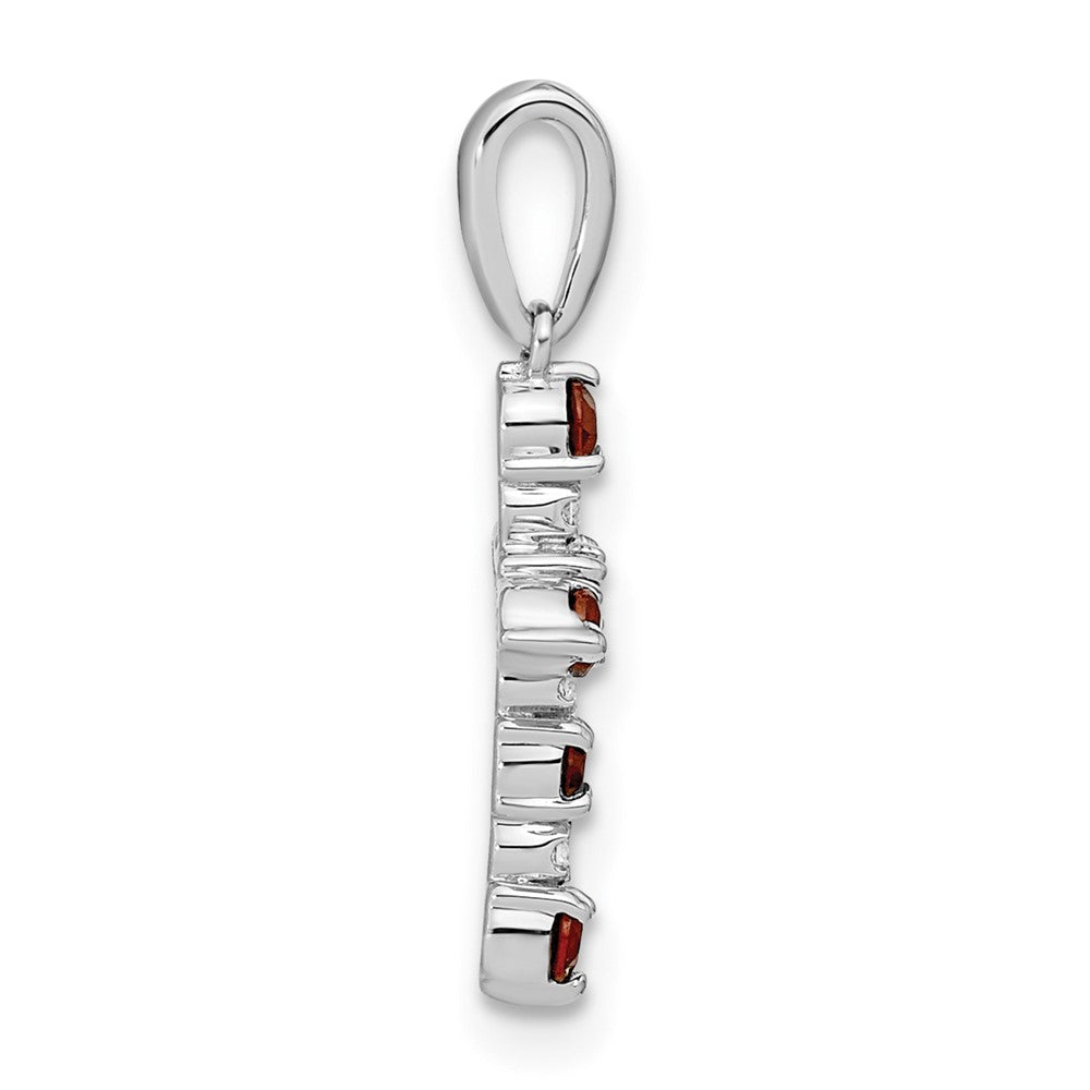 14K Weißgold Anhänger „Kreuz“ mit Granat und Diamanten
