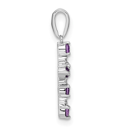 14K Weißgold 14K Weißgold Amethyst und Diamant Kreuz Anhänger