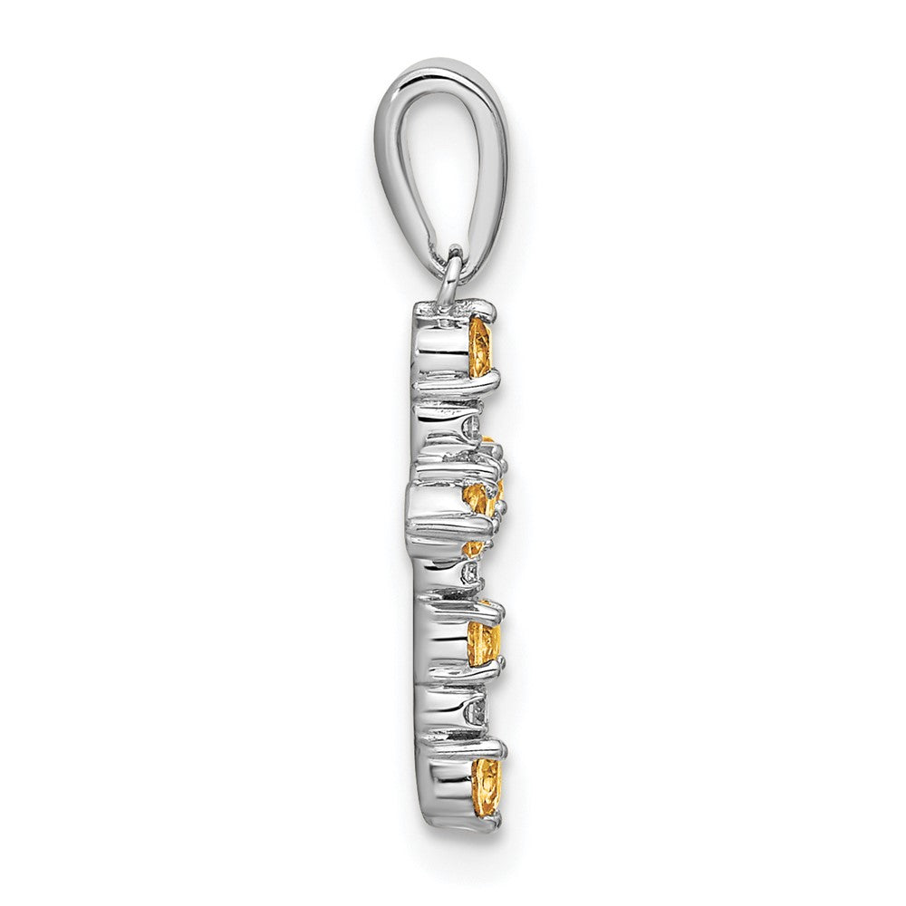 14K Weißgold Citrin und Diamant Kreuz Anhänger