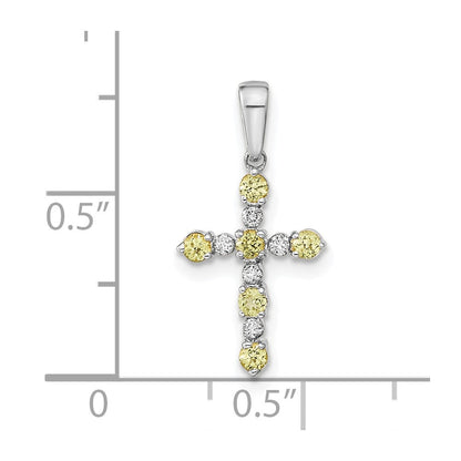 14K Weißgold Peridot und Diamant Kreuz Anhänger