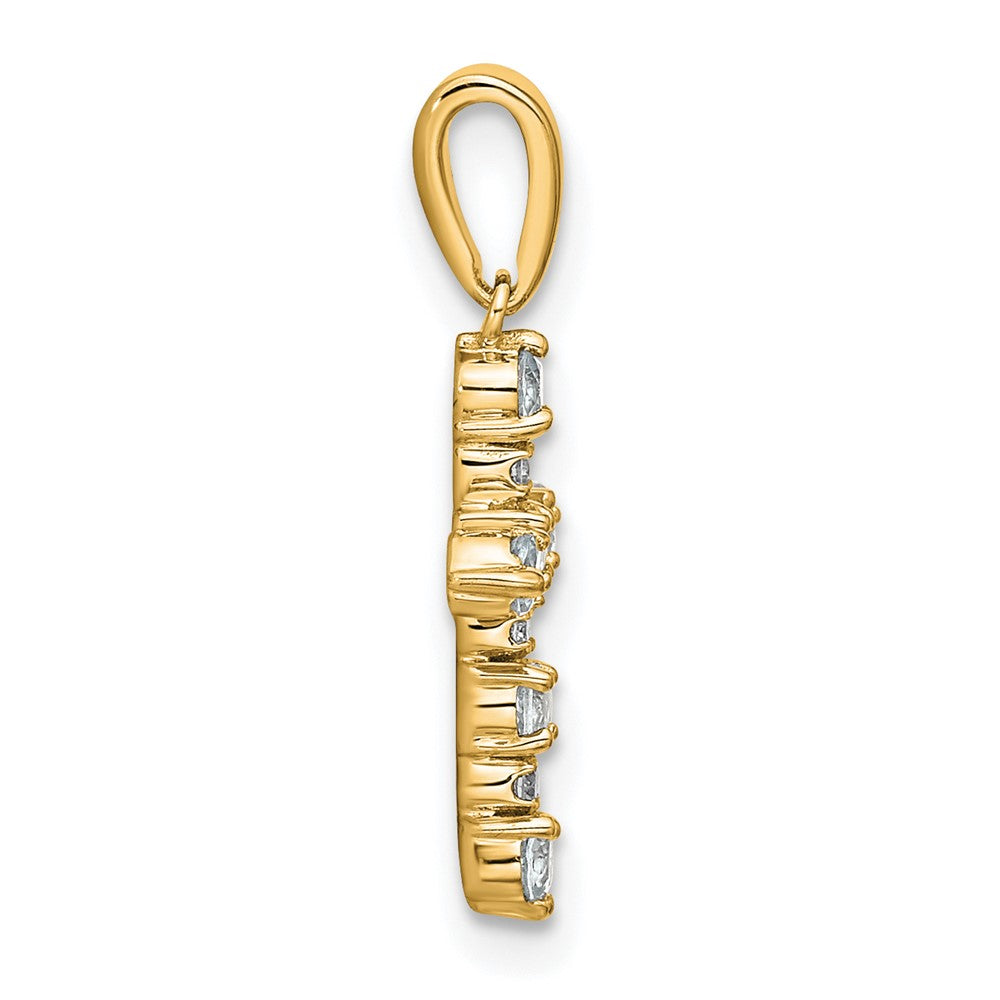 14K Gelbgold Weiß Topas und Diamant Kreuz Anhänger