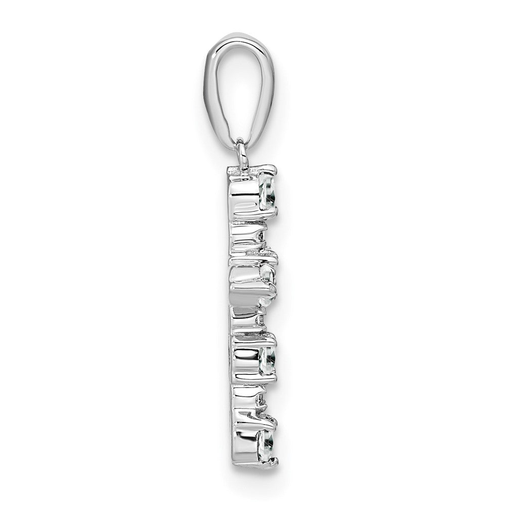 14K Weißgold Weiß Topas und Diamant Kreuz Anhänger