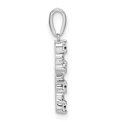 14K Weißgold Weiß Topas und Diamant Kreuz Anhänger