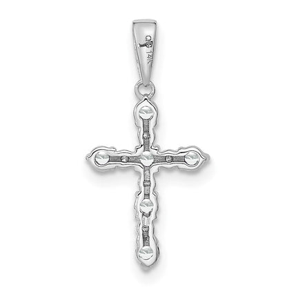 14K Weißgold Weiß Topas und Diamant Kreuz Anhänger