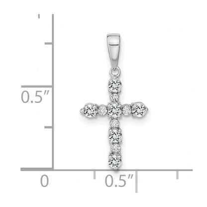 14K Weißgold Weiß Topas und Diamant Kreuz Anhänger