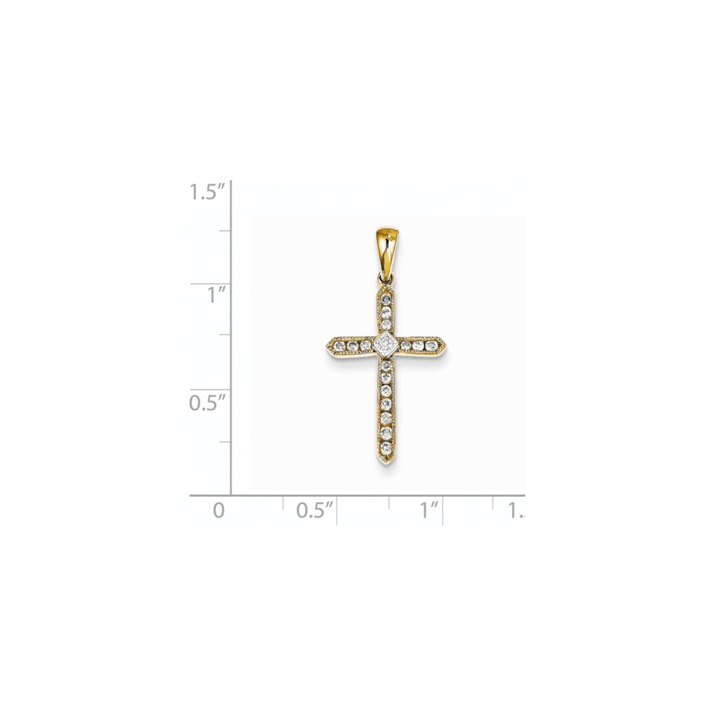 14K Gelbgold Kreuzanhänger mit echten Diamanten