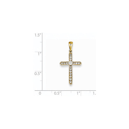 14K Gelbgold Kreuzanhänger mit echten Diamanten