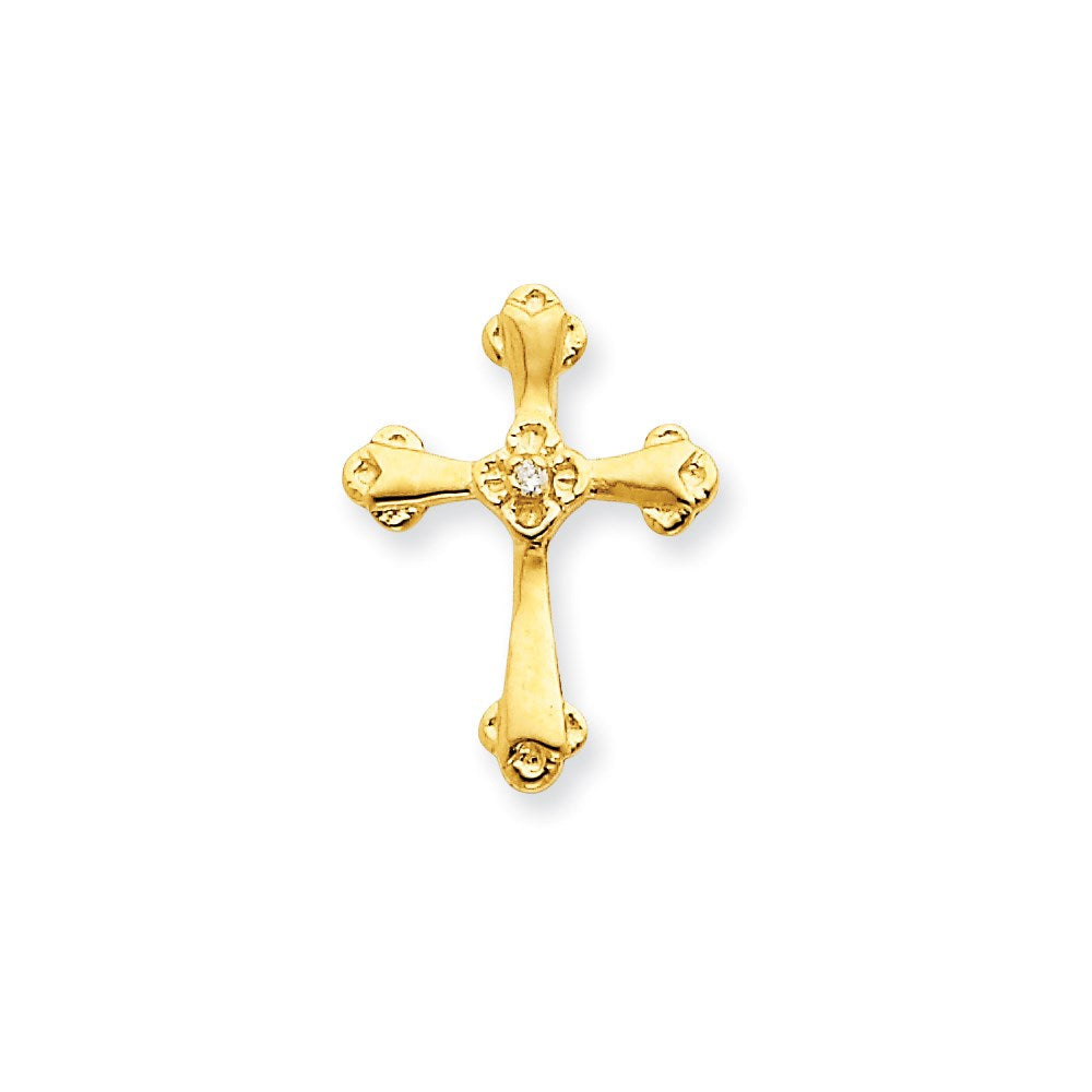 14K Gelbgold AA Echter Diamant Kreuzanhänger