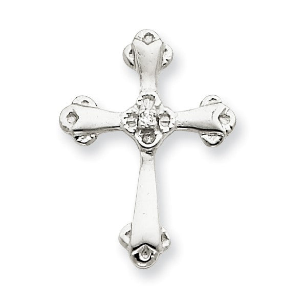 14K Weißgold AA Echtdiamant-Kreuzanhänger