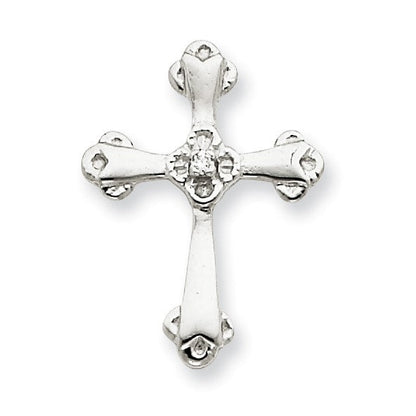 14K Weißgold AA Echtdiamant-Kreuzanhänger
