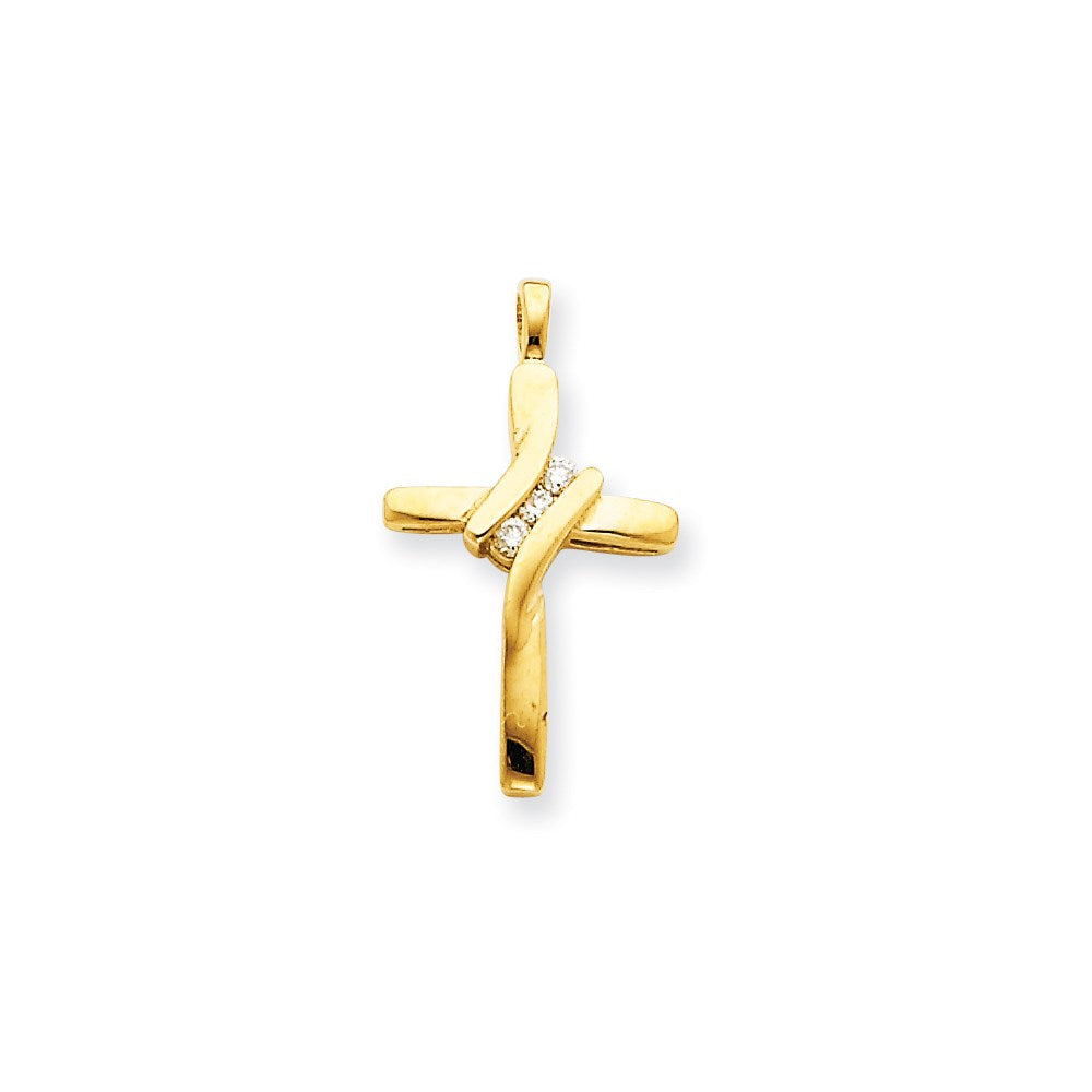 14K Weißgold Kreuzanhänger mit VS Diamanten