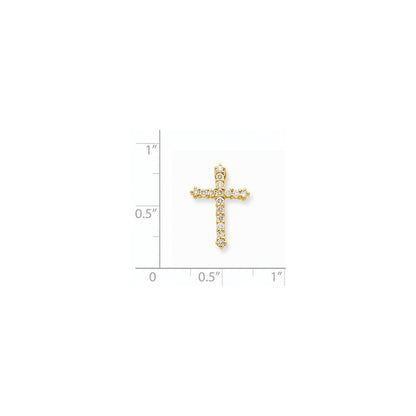 14K Gelbgold AA Echtdiamant-Kreuzanhänger