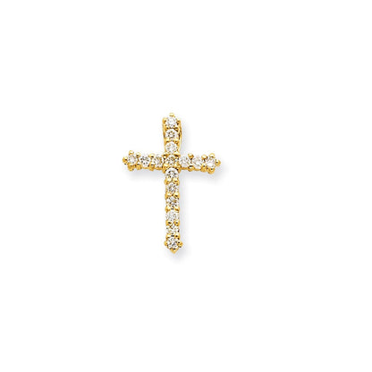 14K Gelbgold AA Echtdiamant-Kreuzanhänger