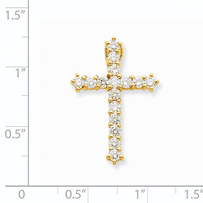 14K Gelbgold Kreuzanhänger mit echten AA-Diamanten