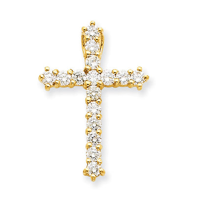 14K Gelbgold Kreuzanhänger mit echten AA-Diamanten