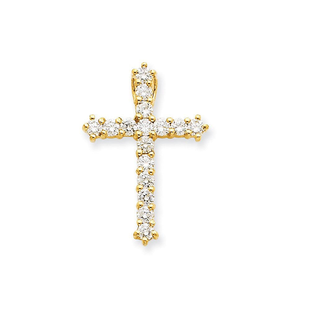 14K Gelbgold Vs Echt Diamant Kreuz