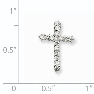 14K Weißgold AAA Diamant-Kreuz