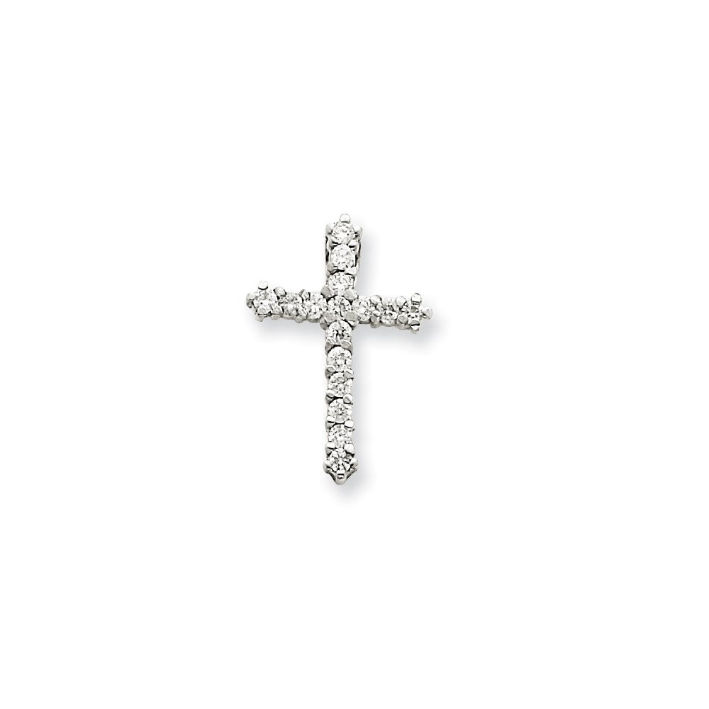 14K Weißgold Kreuzanhänger mit VS Diamant