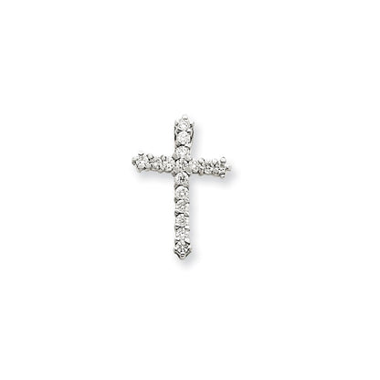 14K Weißgold Kreuzanhänger mit VS Diamant