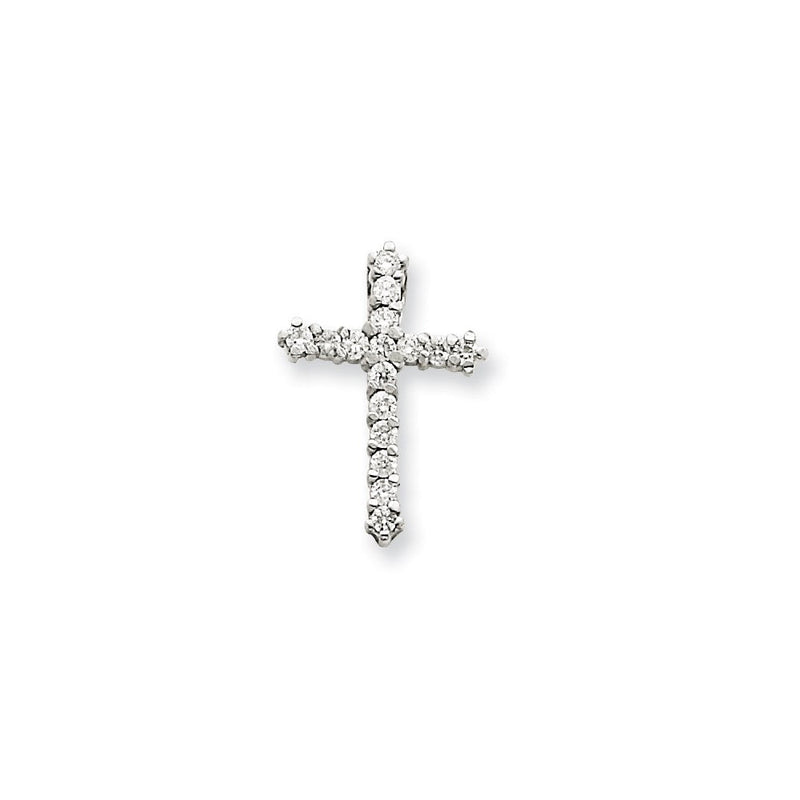 14K Weißgold Kreuzanhänger mit VS Diamant