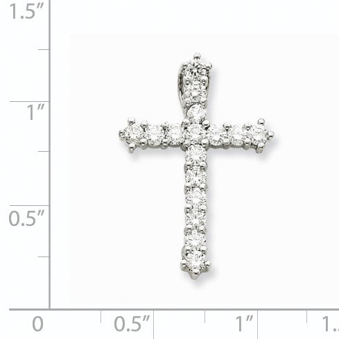 14 Karat Weißgold Kreuzanhänger mit echten AA-Diamanten