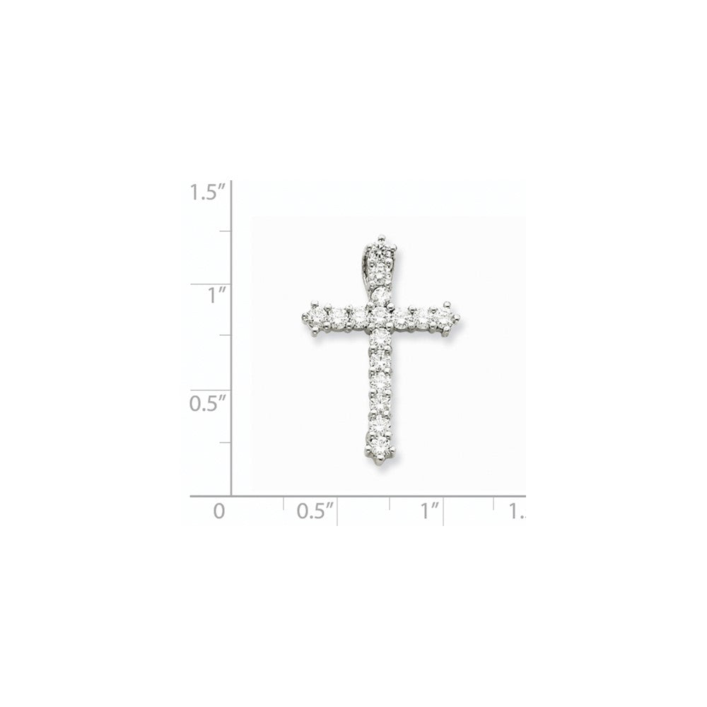 14K Weißgold A Echt Diamant Kreuz