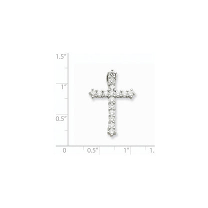 14K Weißgold A Echt Diamant Kreuz