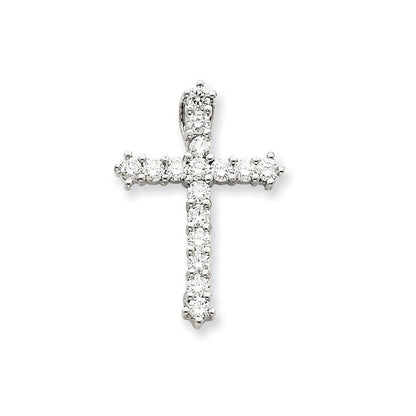 14K Weißgold Aaa Echt Diamant Kreuz