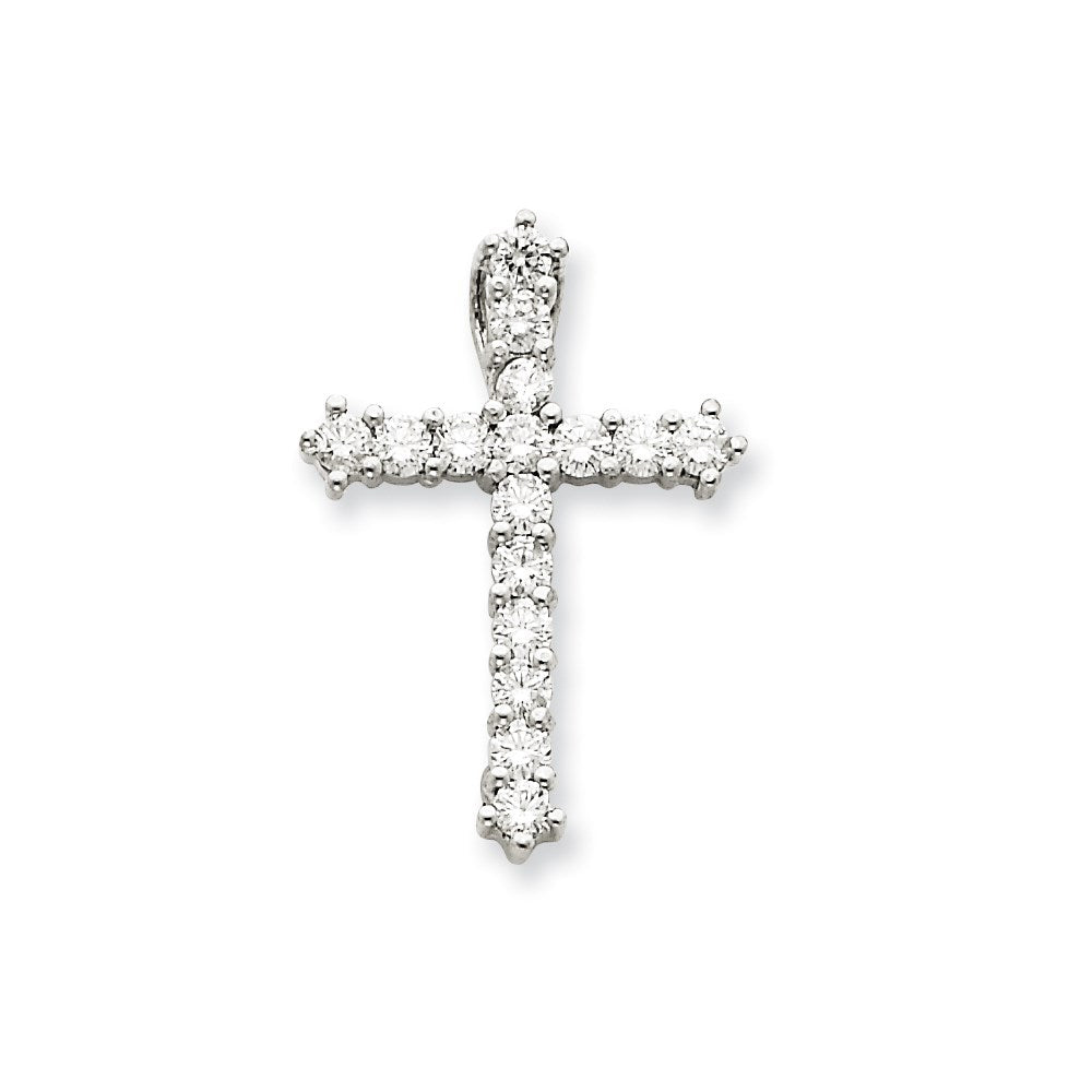 14K Weißgold A Echt Diamant Kreuz