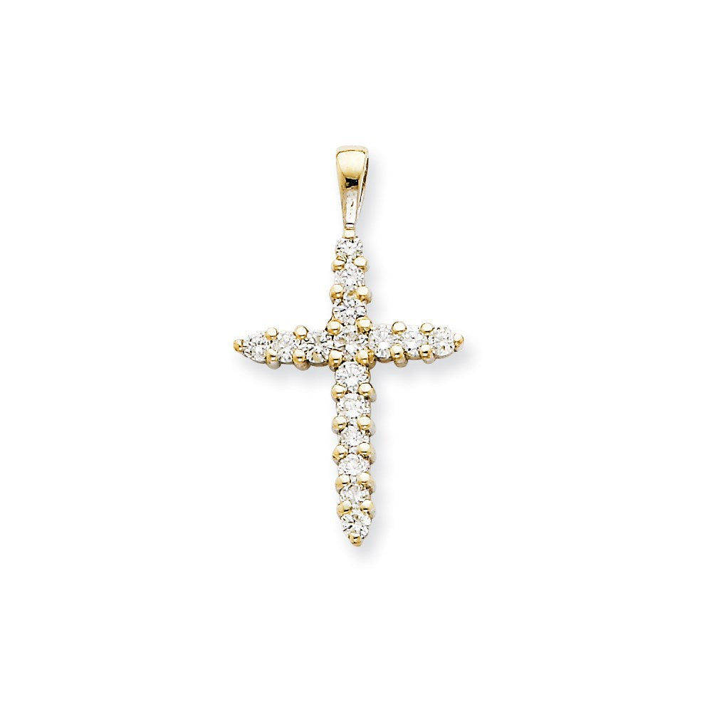 14K Weißgold AA-Diamant-Kreuz-Anhänger