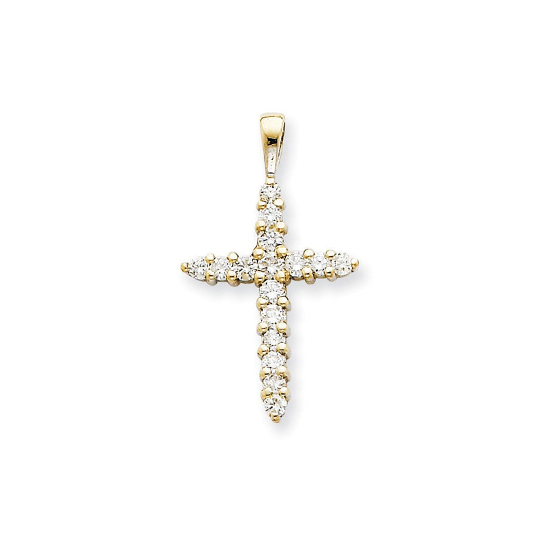 14K Weißgold AA-Diamant-Kreuz-Anhänger