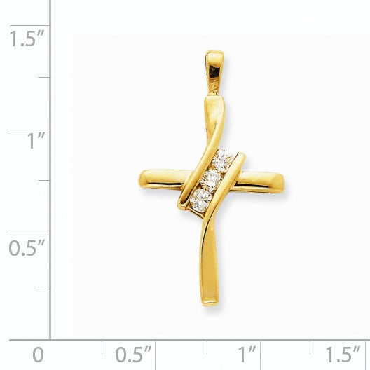14K Gelbgold Aaa Echt Diamant Kreuz