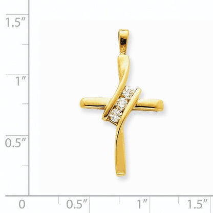 14K Gelbgold Aaa Echt Diamant Kreuz