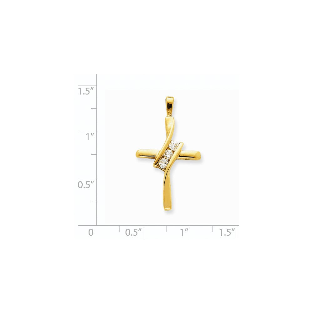 14K Gelbgold AA Echtdiamant-Kreuzanhänger