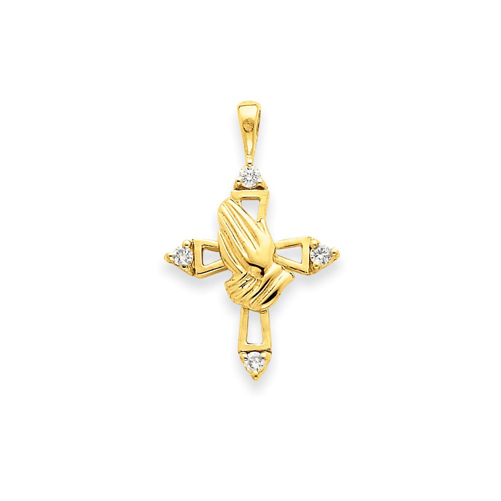 14K Gelbgold AA Echtdiamant-Kreuzanhänger