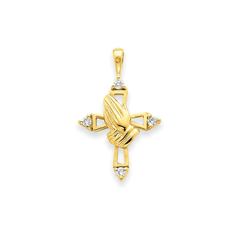 14K Gelbgold AA Echtdiamant-Kreuzanhänger