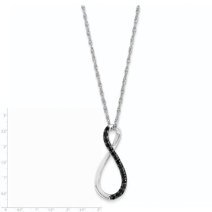 14K Weißgold Schwarz Echt Diamant Halskette